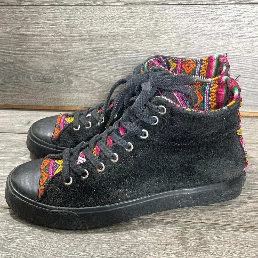 Inkkas High Top Sneakers Womens 9 Mens 7 Black Suede Ankle Skate BMX Aztec Shoes